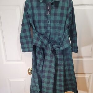 Burlady Green Plaid Women's Dress